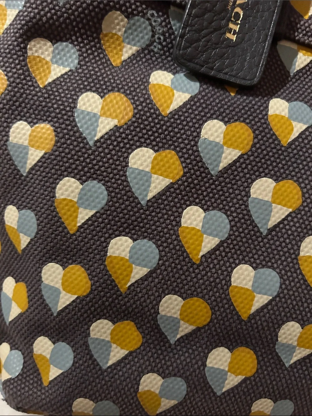 Coach 2017 Canvas Small Tote in Checkered Heart in “Midnight Multi”